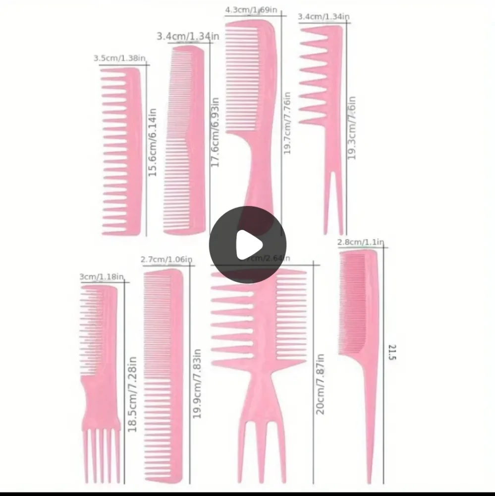 8pcs Hair Styling Comb Professional Hairdressing Comb Set For All Hair Types